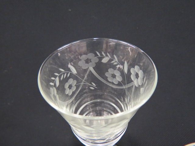 Appraisal: pc Etched Crystal Stemware Service goblets Iced beverage wines floral