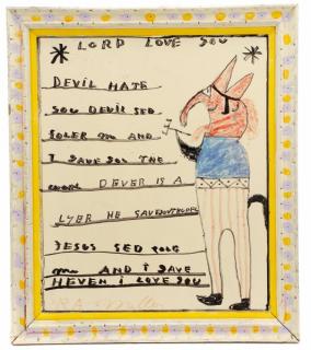 Appraisal: R A Miller Framed Love Love You with Devil Reuben