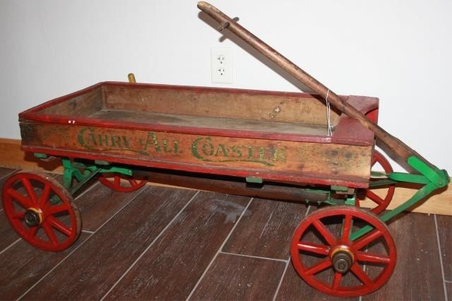 Appraisal: LATE TH CENTURY CHILD S COASTER WAGON CARRYALL COASTER WOOD