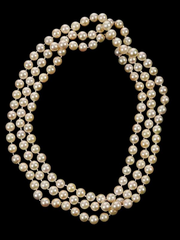 Appraisal: Three Pearl Necklaces knotted cultured pearls ranging from approx to