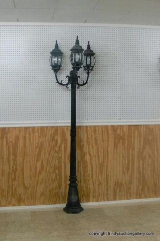 Appraisal: Three Light Outdoor Decorative Street Lamp Metal foot tall Three