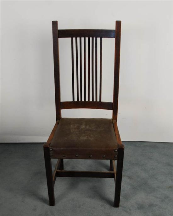 Appraisal: Stickley Oak Arts Crafts Spindleback Side Chair eight vertical backsplats