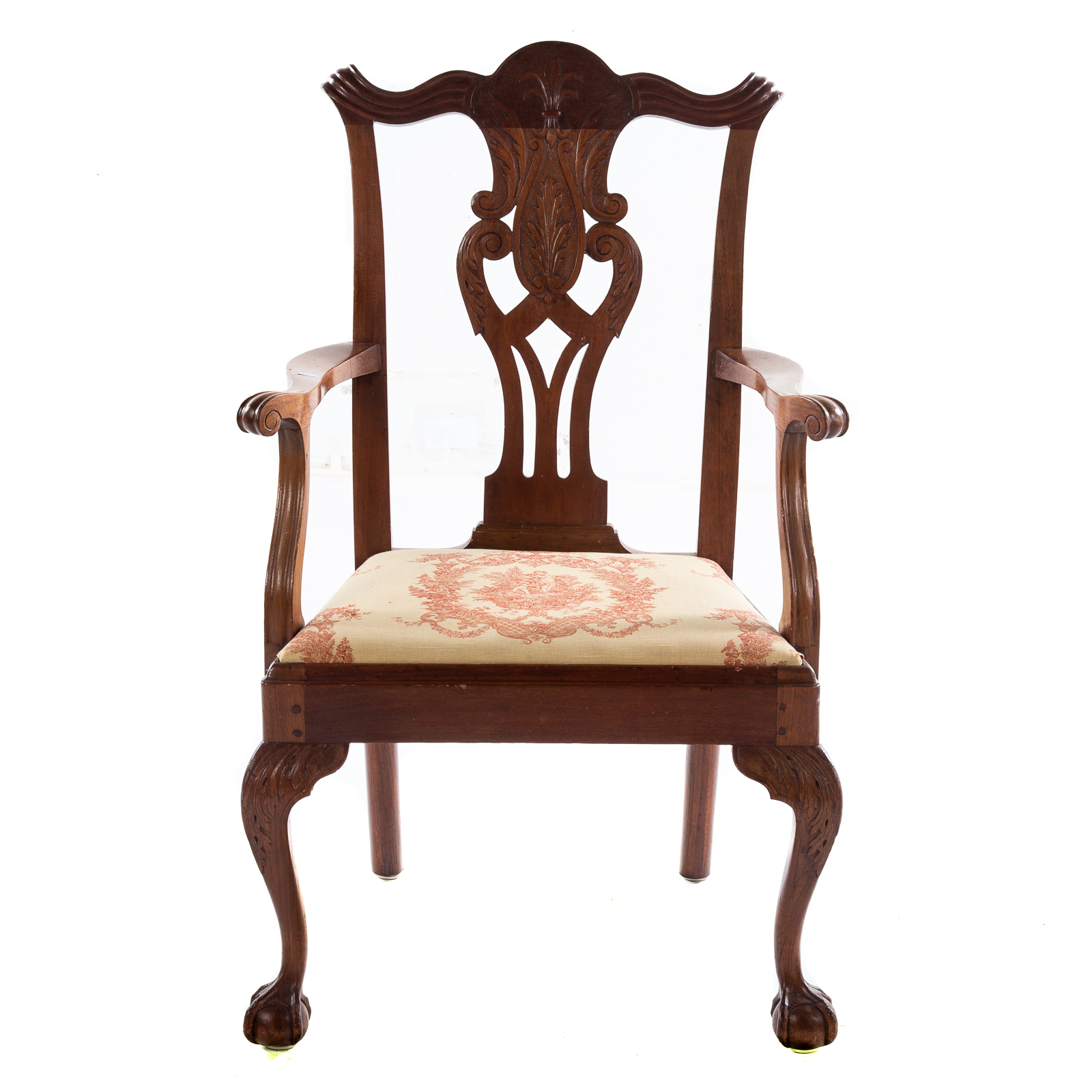 Appraisal: GEORGE III CHIPPENDALE STYLE MAHOGANY ARM CHAIR Circa slip seat