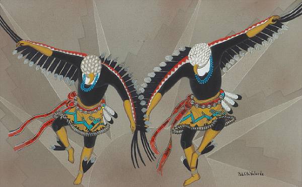 Appraisal: Property from a private Arizona collection Eagle Dancers gouache on