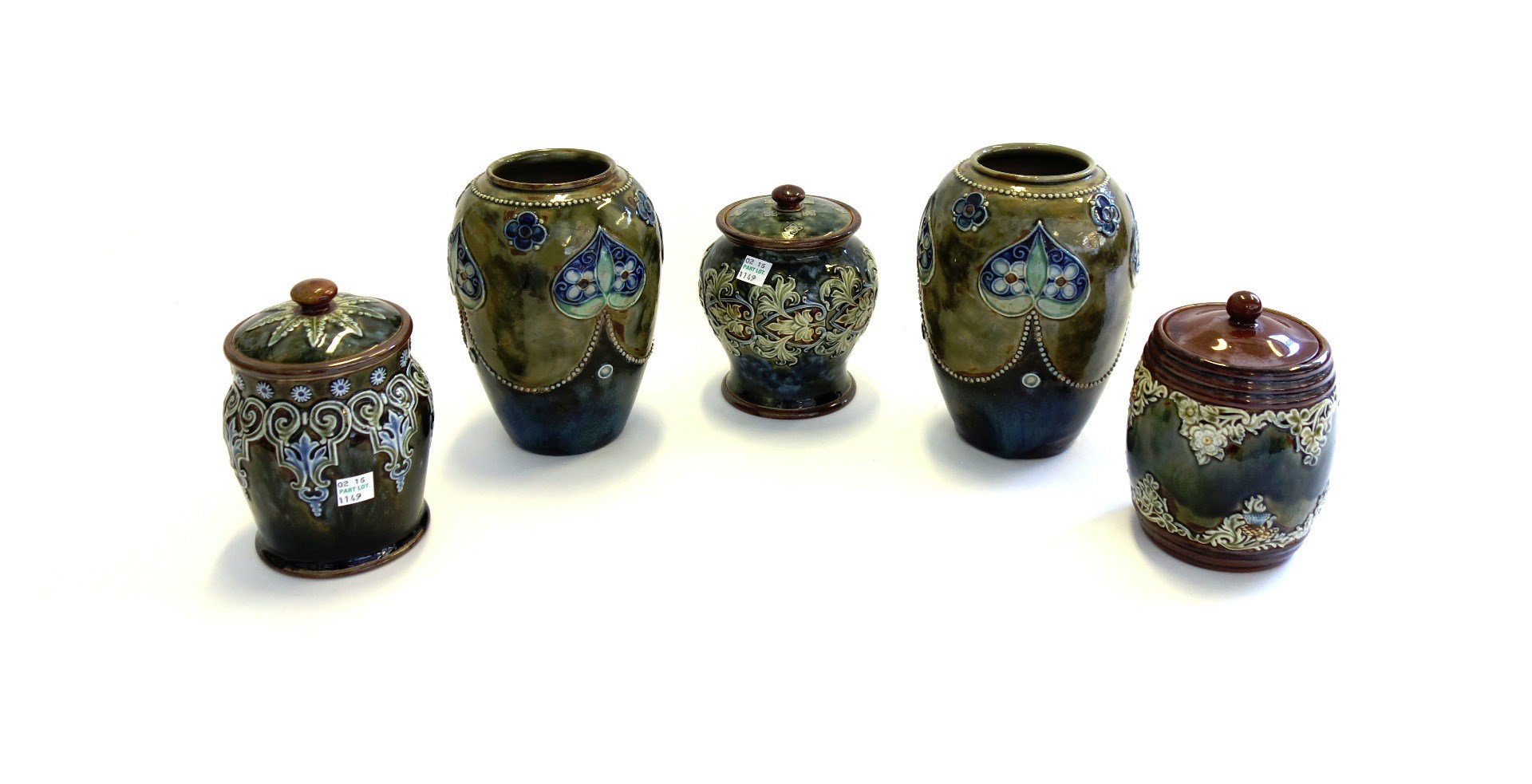 Appraisal: A pair of Royal Doulton stoneware vases early th century