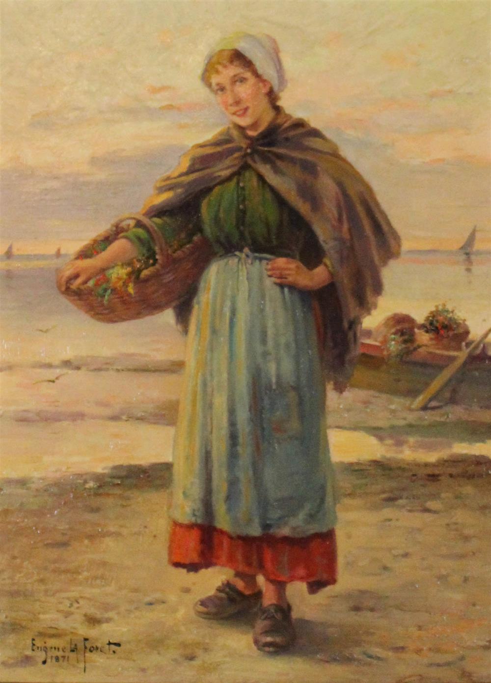 Appraisal: EUGENE LA FORET WOMAN ON THE BEACH Oil on canvas