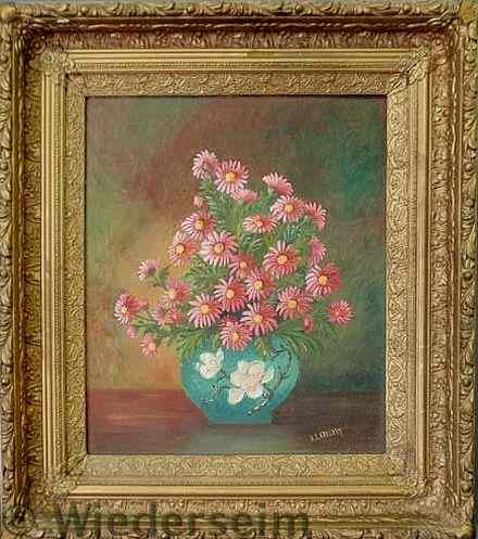 Appraisal: Oil on artist board still life painting of a vase