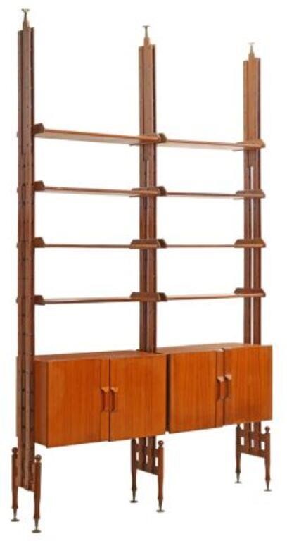 Appraisal: Italian mid-century modern teak modular wall unit c s eight