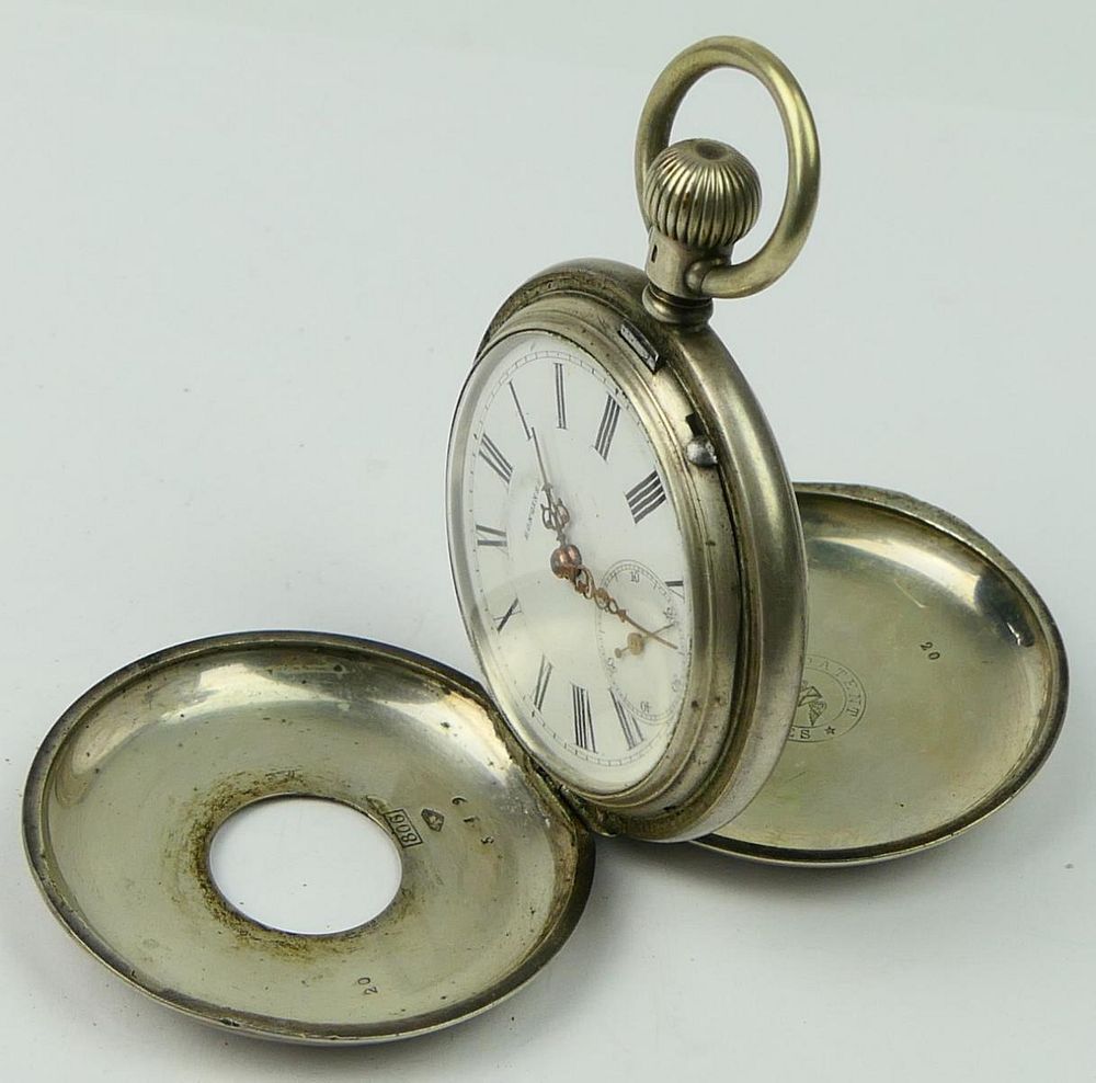 Appraisal: RARE LONGINES SILVER POCKET WATCH PARIS Measures across serial number