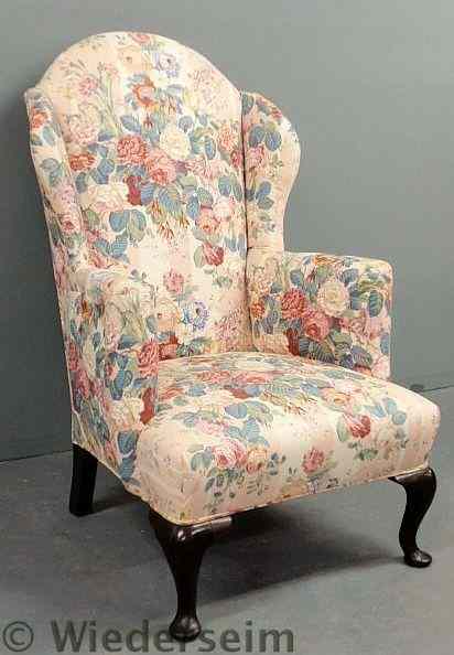 Appraisal: Mahogany Queen Anne style wing chair x w x d