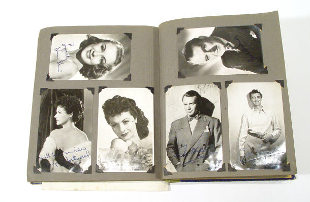 Appraisal: Album of black and white film and celebrity photographs some