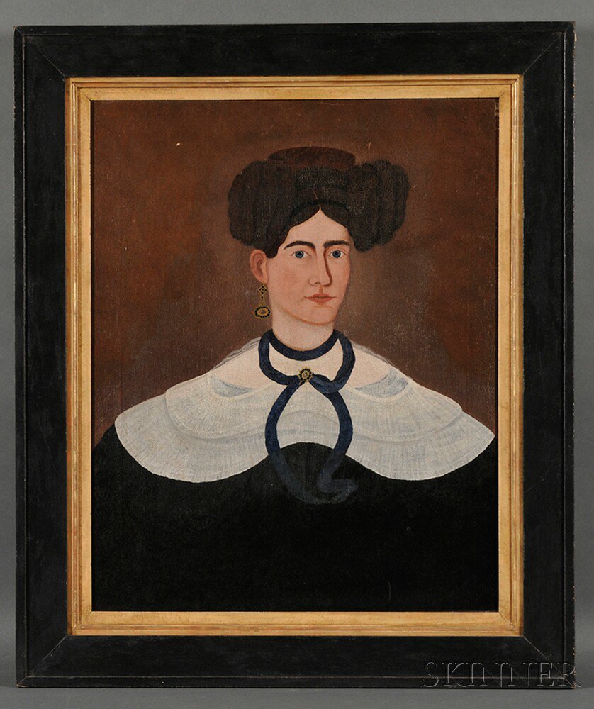 Appraisal: American School Early th Century Portrait of a Woman with