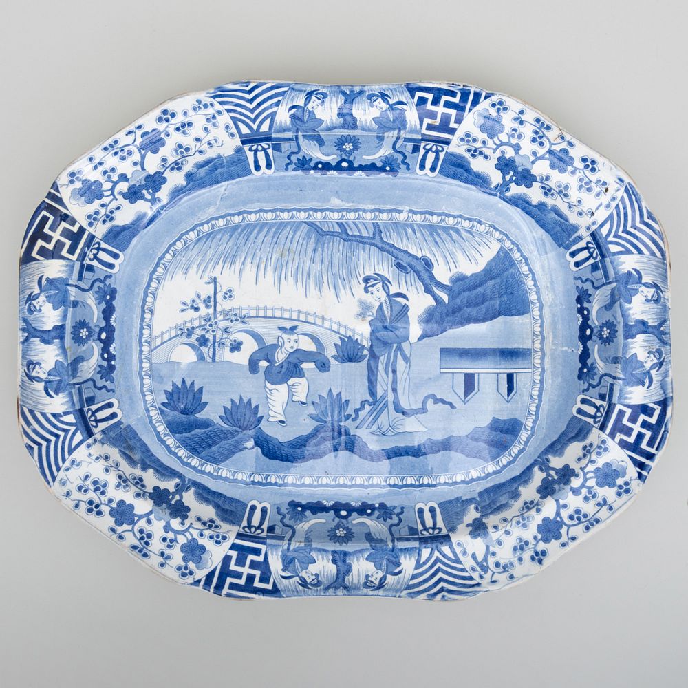 Appraisal: Copeland Blue Transfer Printed Chinoiserie Well and Tree Platter in