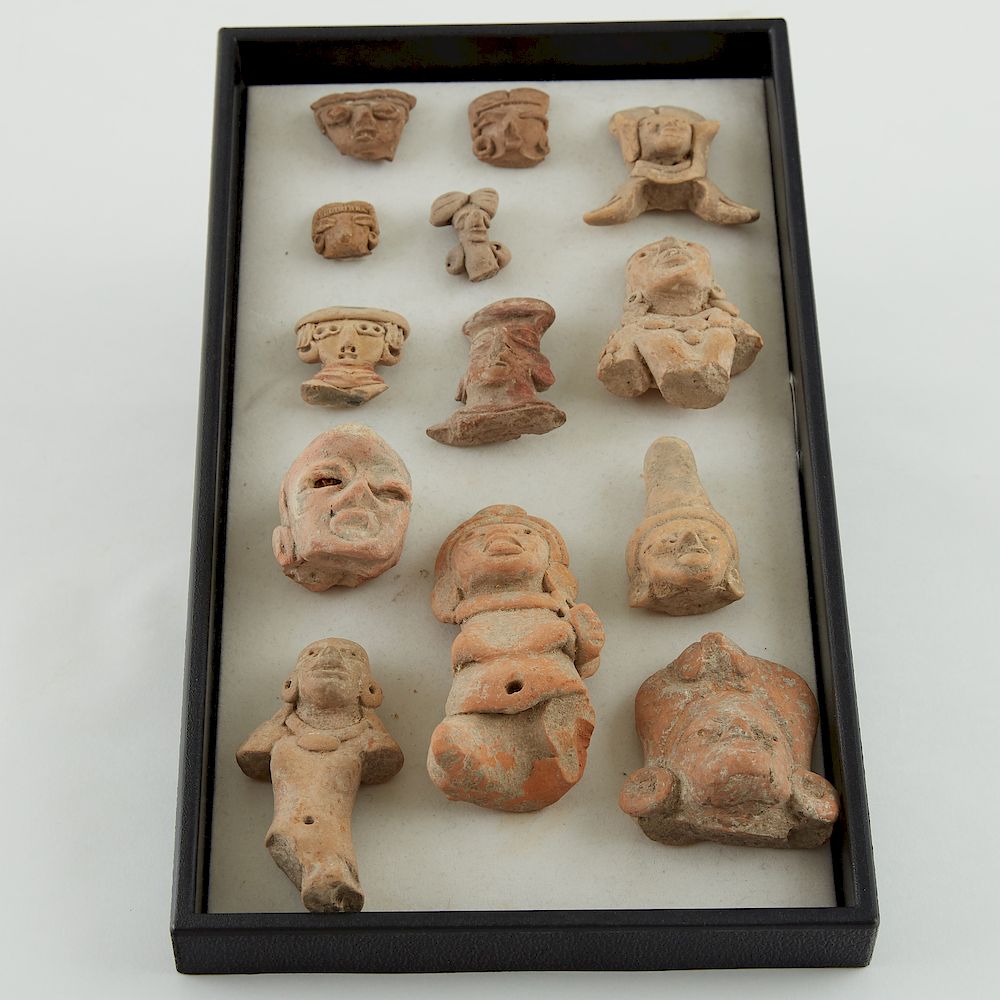 Appraisal: Grp Huastec and Maya Pre-Columbian Pottery Heads Group of thirteen