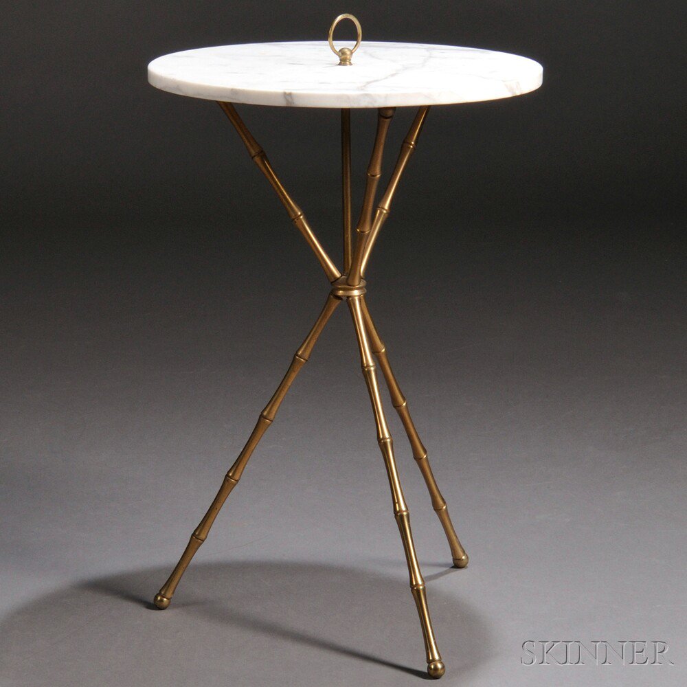 Appraisal: Mid-Century Modern Occasional Table Marble and brass Italy s Circular