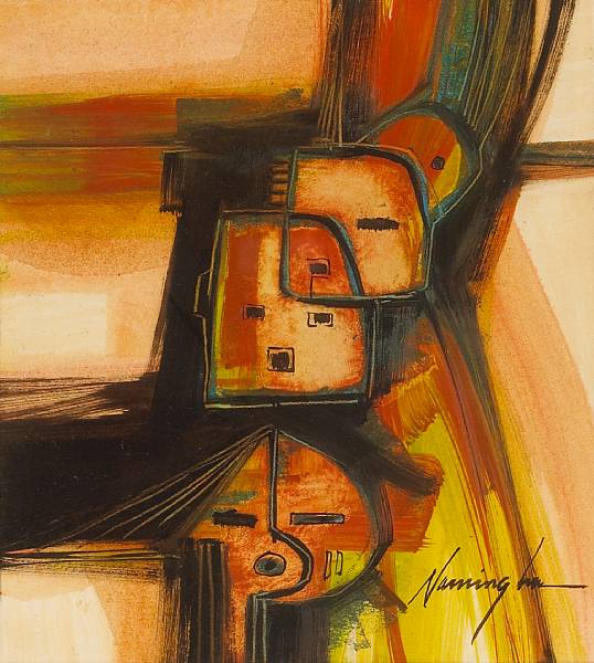 Appraisal: Property from an Arizona private collection Descending mixed media on