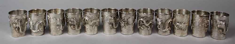 Appraisal: SET OF TWELVE CHINESE EXPORT SILVER CUPS with Chinese marks