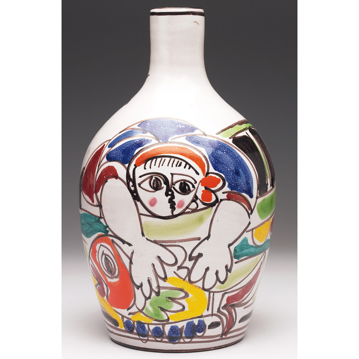 Appraisal: Desimone vase Italian colorful figure and fish against a white