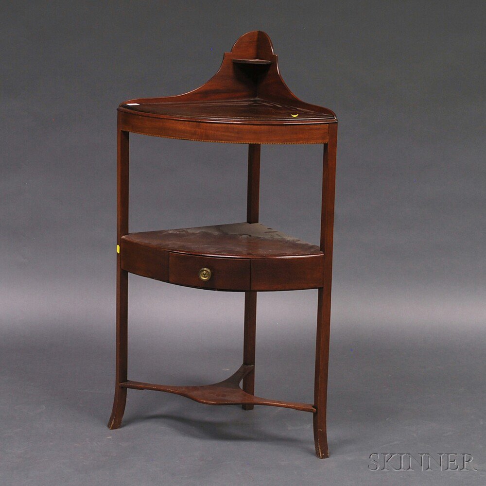 Appraisal: Federal Inlaid Mahogany Corner Chamberstand America or England early th