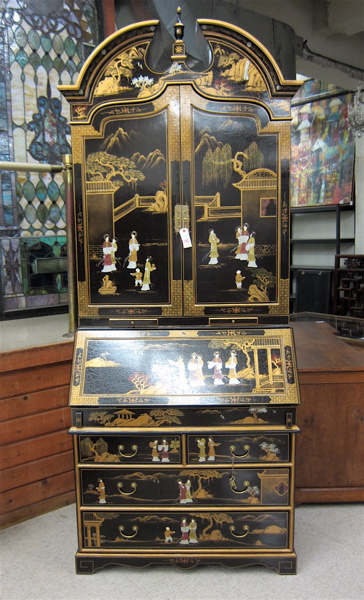 Appraisal: CHINESE CHIPPENDALE STYLE SECRETARY BOOKCASE made in China recent production