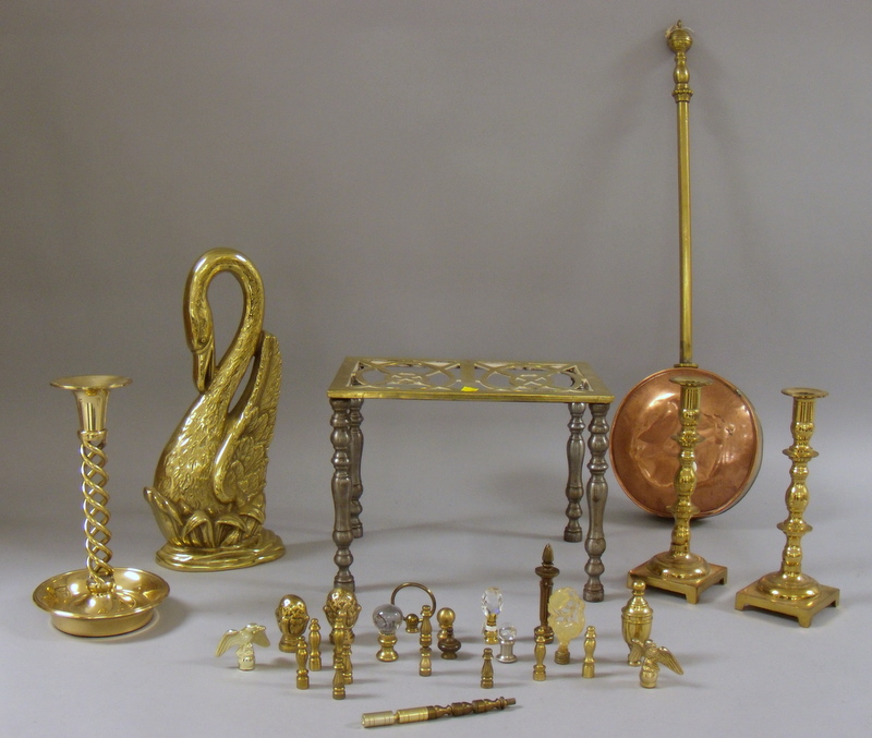 Appraisal: Lot of Mostly Brass Decorative Items a pair of brass