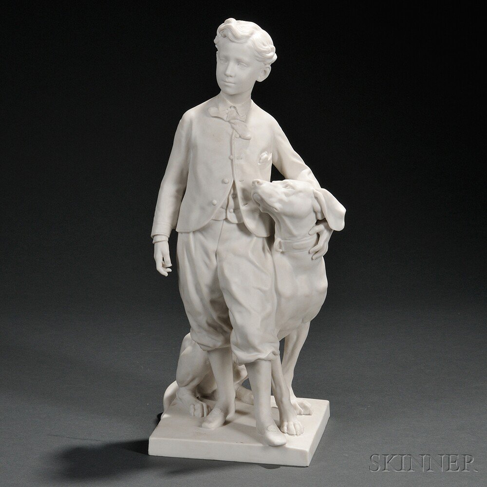 Appraisal: Sevres Parian Model of a Young Man with His Dog