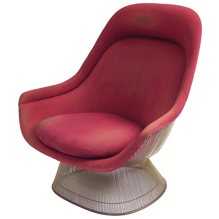 Appraisal: Warren Platner Easy chair by Knoll high-back form with nickel-plated