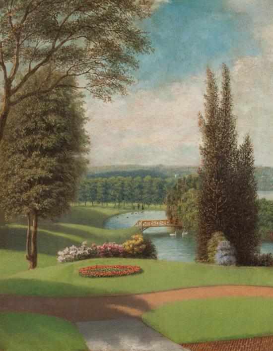 Appraisal: George Harvey British American c - Garden Landscape oil on