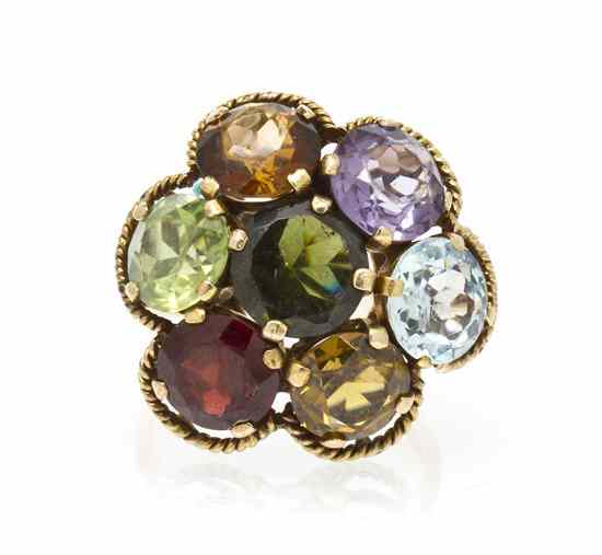 Appraisal: A Karat Yellow Gold and Multi Gemstone Ring containing one