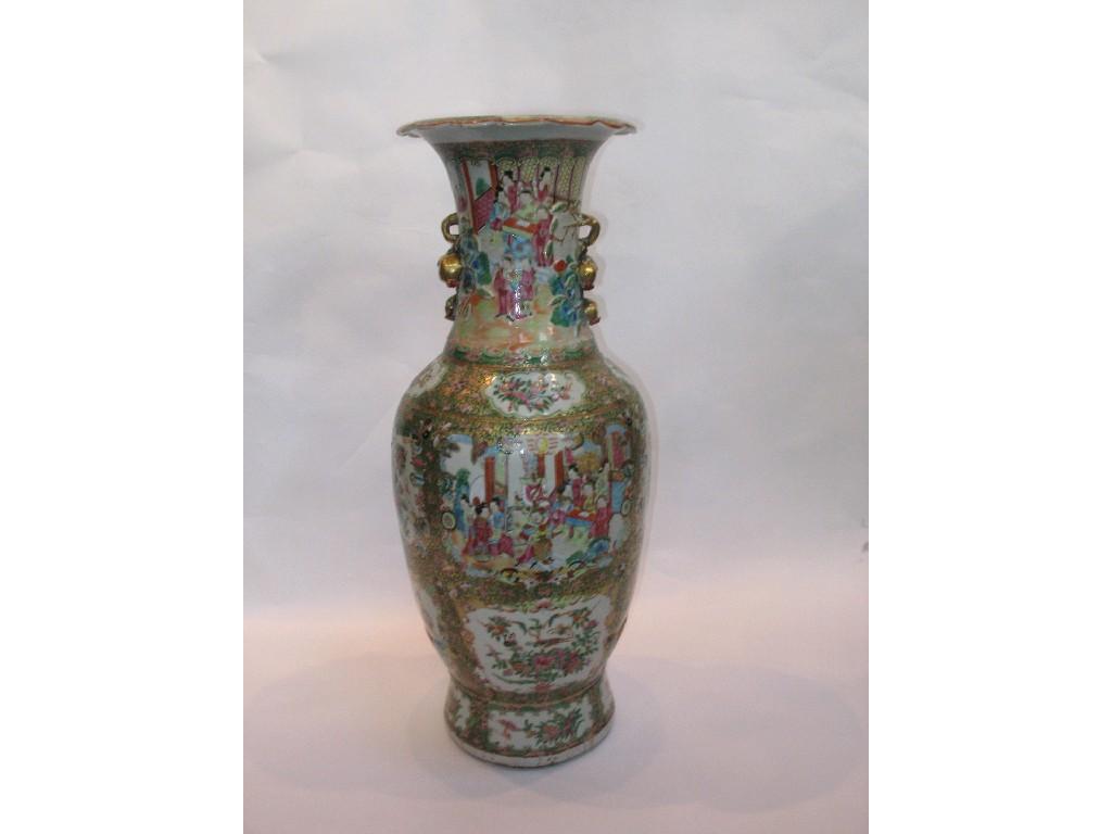 Appraisal: A CANTONESE FAMILLE ROSE VERTE VASE enamelled in polychrome with