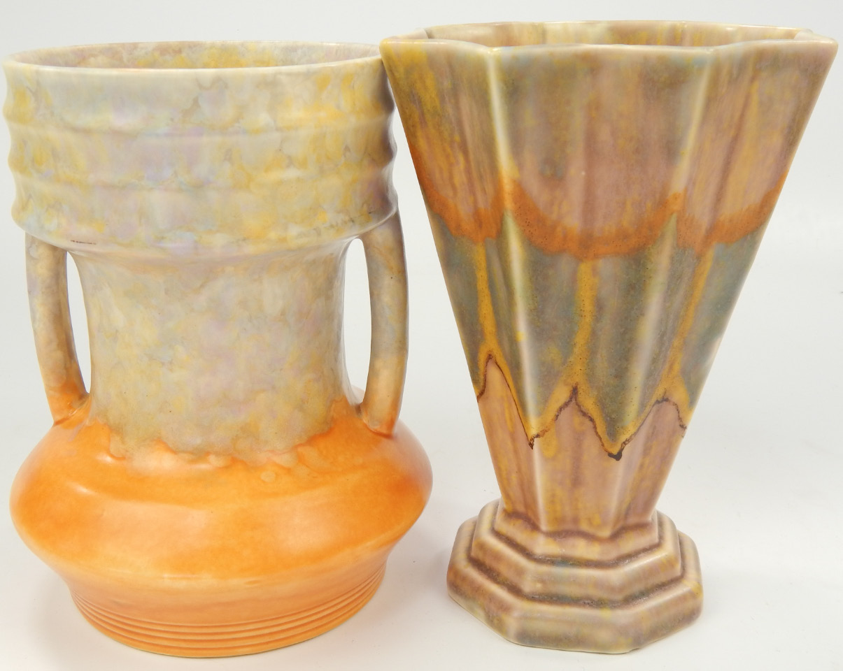 Appraisal: 's Beswick ware vases comprising conical drip glaze vase cm