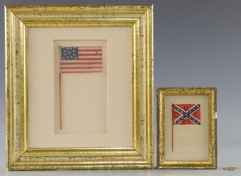 Appraisal: Parade Flags US and CSA st item Miniature Confederate silk