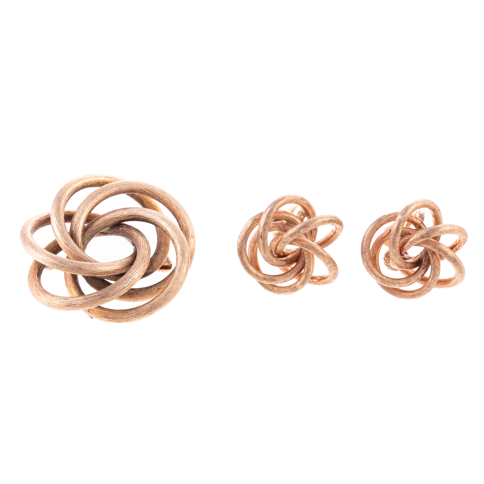 Appraisal: MATCHING K INTERLOCKING CIRCLE EARRINGS PIN K yellow gold interlocking