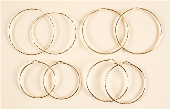 Appraisal: Assorted large gold hoop earrings grams