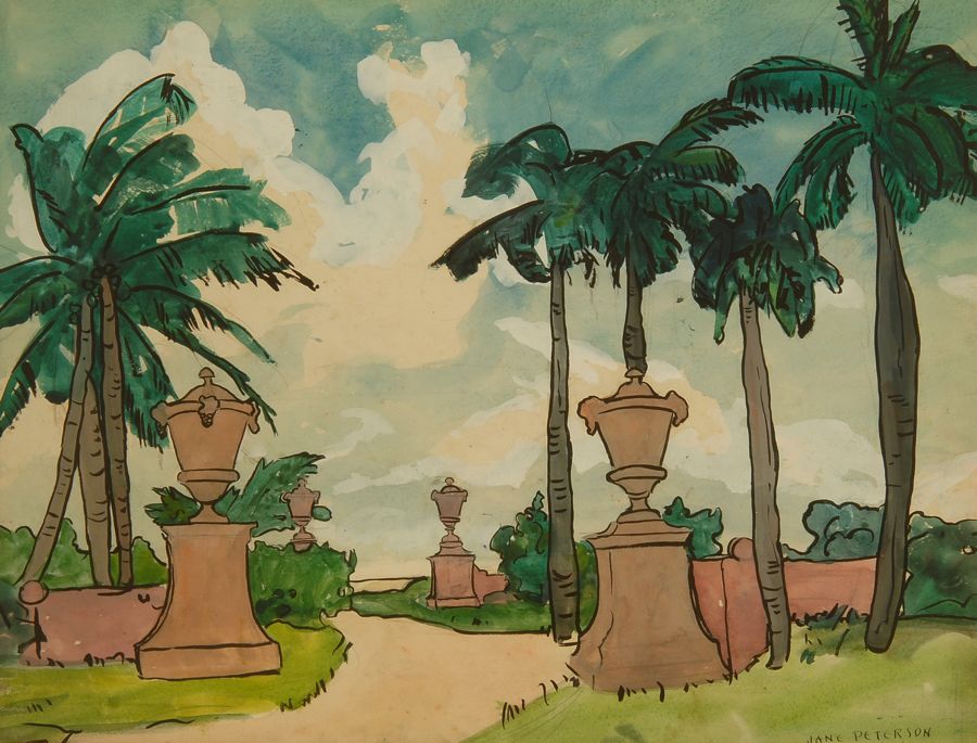 Appraisal: JANE PETERSONAmerican - Deering Estate Entrance Miami Signed lower right