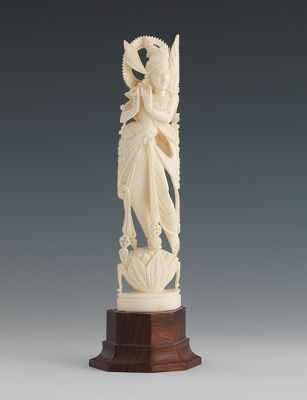 Appraisal: A Carved Ivory Figure of Krishna Carved ivory figurine of