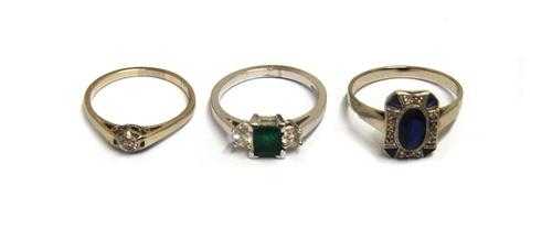 Appraisal: LOT OF GEMSTONE RINGS ca - White gold Delicate Art