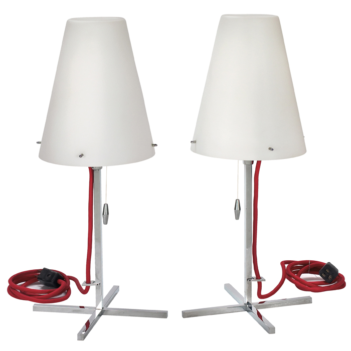 Appraisal: Hanes Wettstein Thuban table lamps pair by Nemo Italianaluce frosted