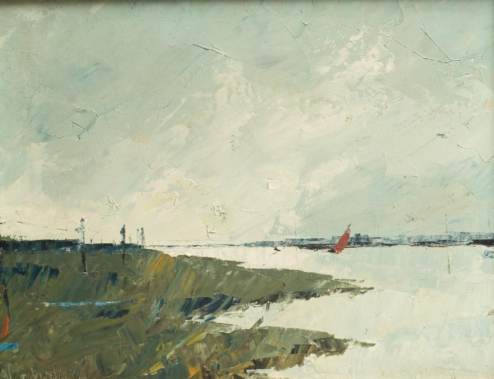 Appraisal: NICHOLLS BRITISH th CENTURY ESTUARY signed and dated oil on