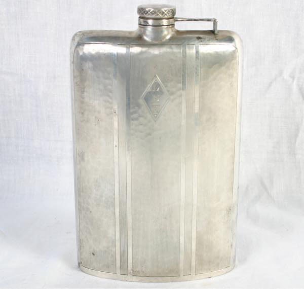 Appraisal: Wallace sterling silver flask hinged arm pint Monogrammed H oz