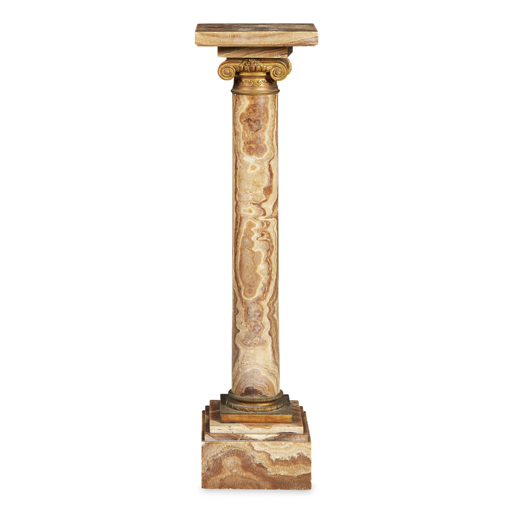 Appraisal: FRENCH ONYX AND GILT BRONZE COLUMN TH CENTURY the square