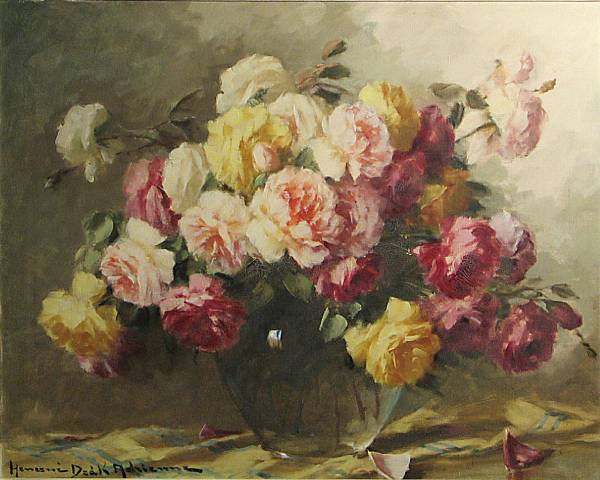 Appraisal: Adrienne Henczn De k Hungarian - A rose bouquet in