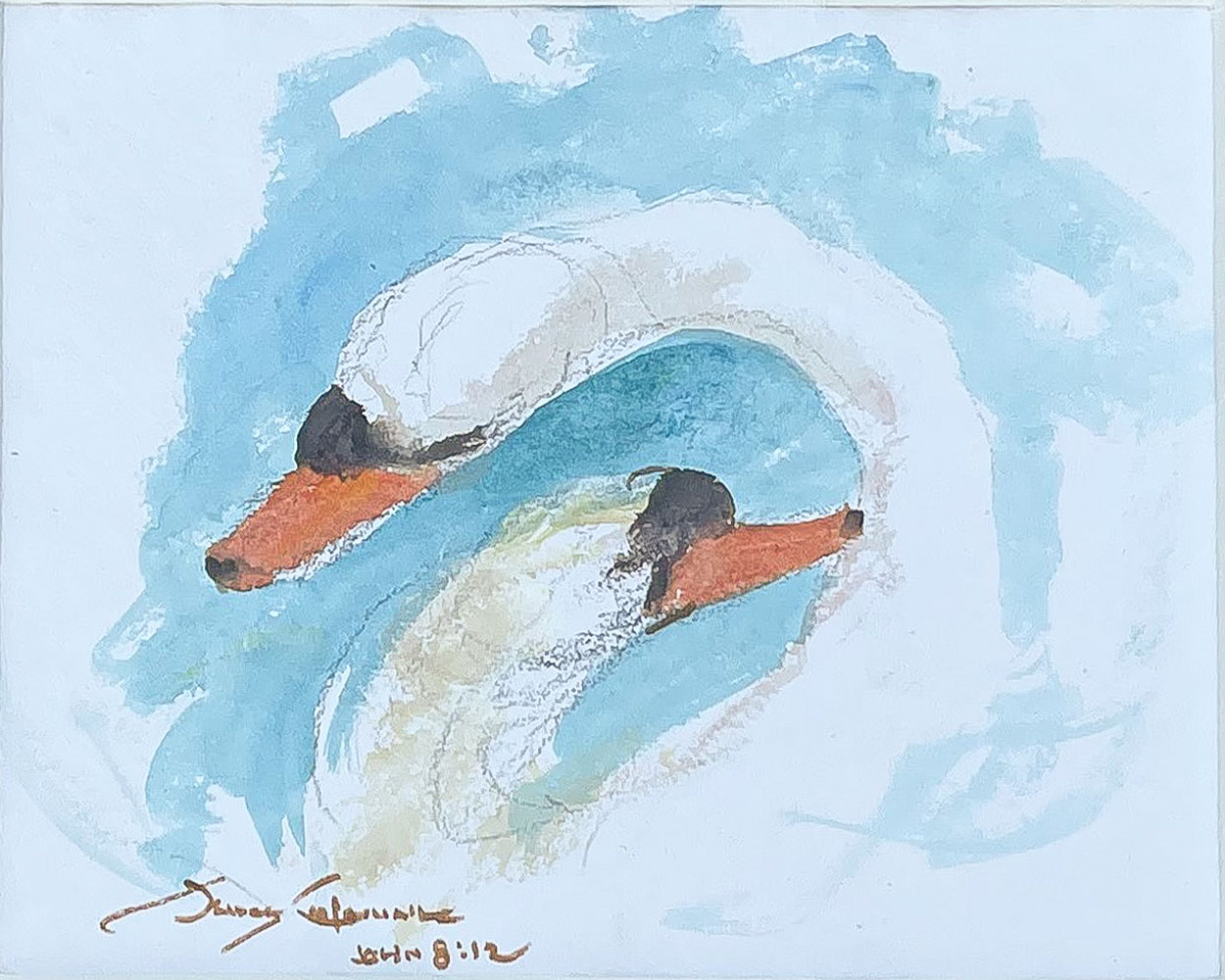 Appraisal: COLEMAN James American b ''Swans'' Watercolor '' x '' signed