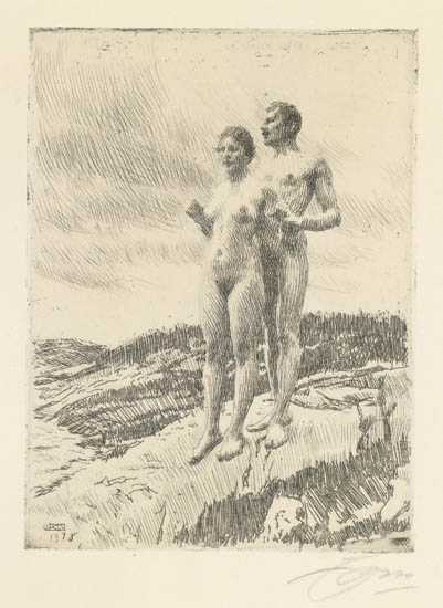 Appraisal: ANDERS ZORN The Two Etching x mm x inches full