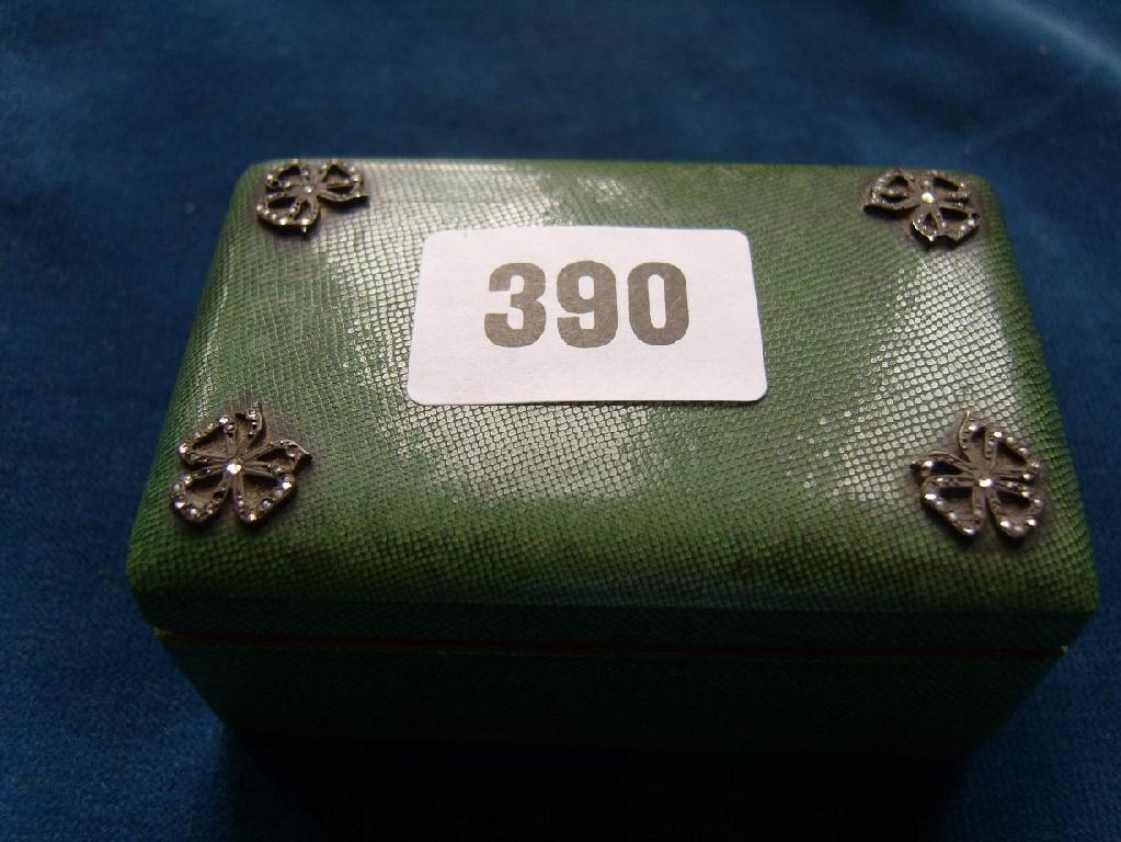 Appraisal: A small shagreen trinket box of rectangular form with relief