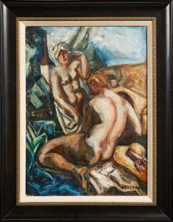 Appraisal: Andre Favory - Two Nudes th c oil on canvas