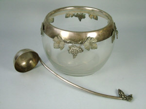 Appraisal: A circular glass and silver plated punch bowl early th