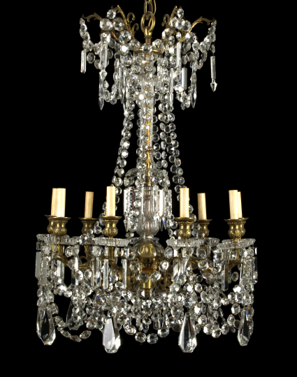 Appraisal: Northern European Gilt-Brass and Cut Glass Nine-Light Chandelier first quarter