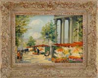 Appraisal: CHARLES BLONDIN French - EUROPEAN FLOWER MARKET Oil on canvas