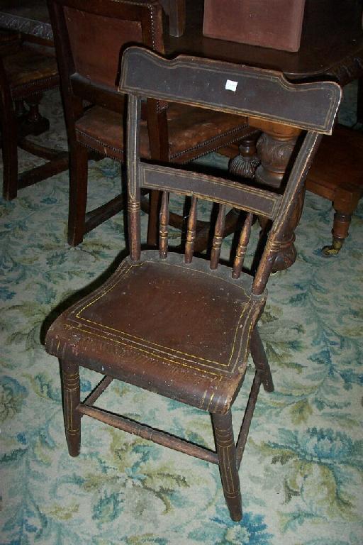 Appraisal: A set of six th century kitchen chairs with spindle